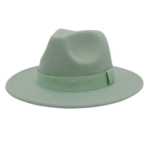 Elegant British Style Cashmere Wide Brim Fedora Hat Square Ribbon French Jazz Hat Autumn Winter Warm Fashion Cap