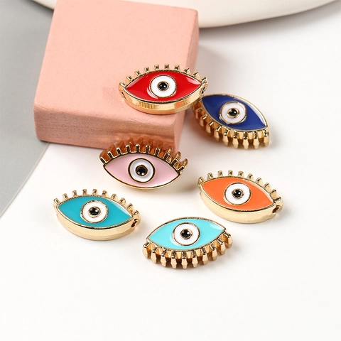 Evil Eye Perlen Legierung Emaille Charms Wimpern Design Für DIY Schmuckherstellung Halskette Armband Bunt