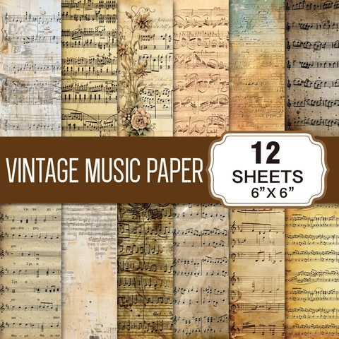 Vintage Scrapbook Paper Decorative Background For DIY Junk Journal Classical Music Floral Patterns Retro Stationery