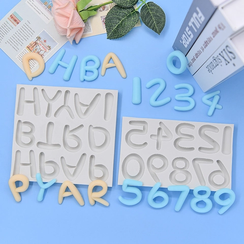 Alphabet Nummer Silikonform DIY Backen Fondant Schokolade Tortendeko Werkzeug Flexibel Grau