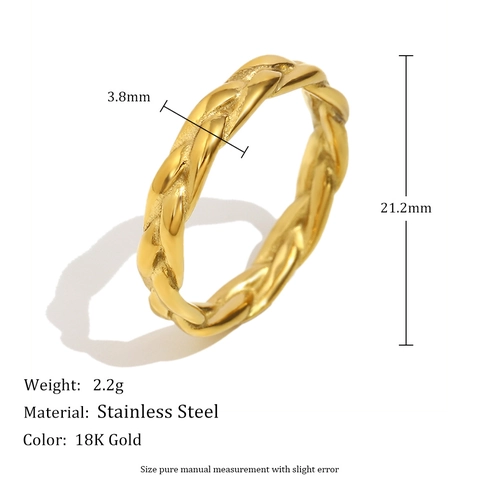 Stainless Steel Rings For Women 18K Gold Plated Cross Star Zircon Artificial Pearl Woven Multi Layer Fashion Jewelry