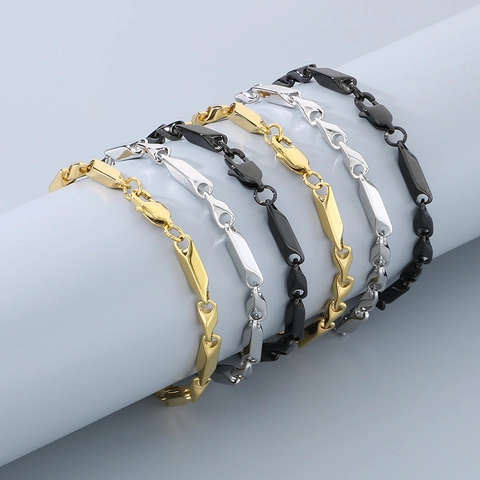 Juego de Joyas Minimalistas de Acero Inoxidable Con Cadena de Eslabones para Hombres Mujeres Collar Pulsera de Acero de Titanio Moda Estilo Ins Joyas