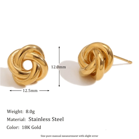 Knot Stud Earrings 18K Gold Plated Stainless Steel Twisted Woven Design Fashion Statement Jewelry For Women Elegant
