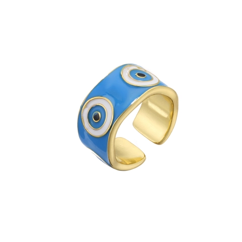 Anillo Ojo Turco Cobre Esmalte Ajustable Colorido Estilo Mediterráneo Joyería Moda Para Mujeres Accesorio Regalo