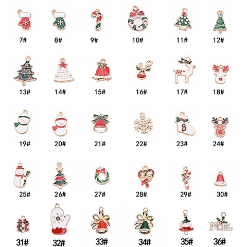 Kerst Bedeltjes Legering Emaille Kerstman Sneeuwpop Rendier Boom Hangers Voor DIY Sieraden Maken Accessoires Vakantie