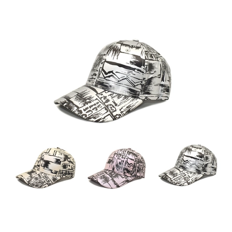 Graffiti Print Baseball Cap Polyester Metallic Luster Sun Protection Streetwear Adjustable For Men Women