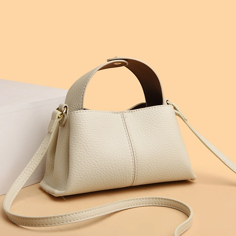 Women Handbag Litchi Grain PU Leather Crossbody Shoulder Bag Solid Color Minimalist Trendy Square Commuting Fashion