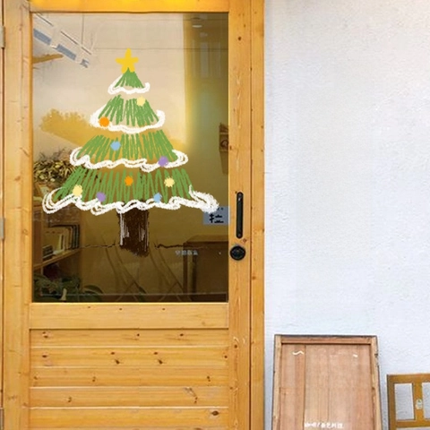 Christmas Window Static Cling Sticker Glue-Free PVC Double-Sided Reusable Festive Glass Door Decor Holiday Atmosphere Decal