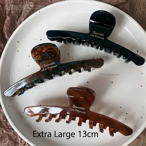 Grande Pince À Cheveux En Acétate Style Français Vintage Motif Écaille De Tortue Brillante Accessoires Pour Femmes