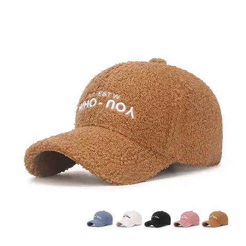 Lambswolle Baseballkappe Winter Warm Teddyfleece Stickerei Verstellbar Winddicht Sonnenschutz Hut Unisex Casual