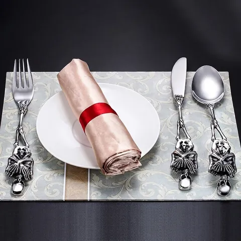 Stainless Steel Tableware Cutlery Skeleton Skull Handle Gothic Creative Knife Fork Spoon Halloween Party Dinnerware