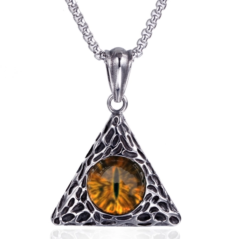 Hip Hop Stainless Steel Chain Alloy Pendant Necklace With Triangle Evil Eye Snake Skull Dragon Gothic Jewelry For Men Women