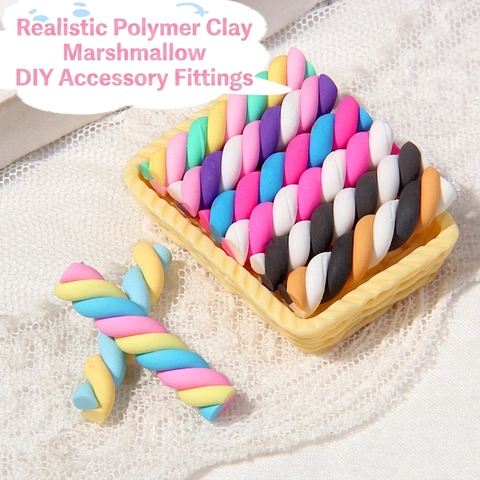 Polymer Clay Marshmallow Twist Beads Colorful Twisted Rods DIY Craft Accessories For Jewelry Making Phone Case Decor