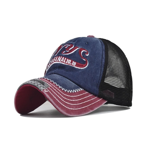 Cappello Da Baseball In Cotone Lavato Vintage Rete Retrò NYC Ricamo Colori Spliced Traspirante Regolabile Cappellino Trucker