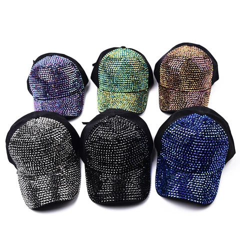 Baseball Cap Rhinestone Bling Cotton Peaked Hat Adjustable Sunshade Hip Hop Streetwear Fashion Unisex Outdoor Sparkly