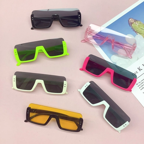 Gafas De Sol Niños Moda Cuadradas Parte Superior Plana Protección UV400 Marco PC Lente AC Deportes Al Aire Libre