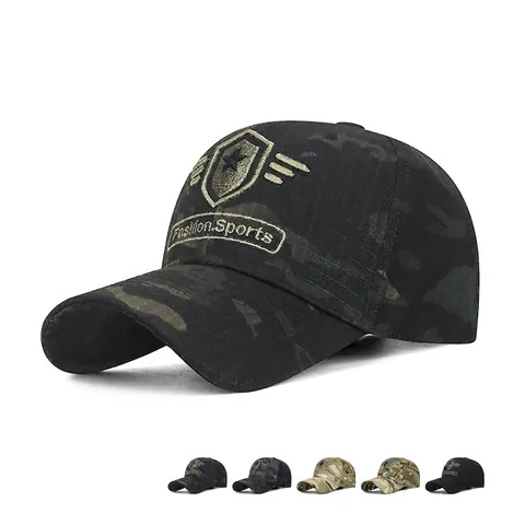 Cappello Da Baseball Camouflage Cotone Ripstop Tattico All Aperto Protezione Solare Ricamato Scudo Stella Regolabile Uomo Donna