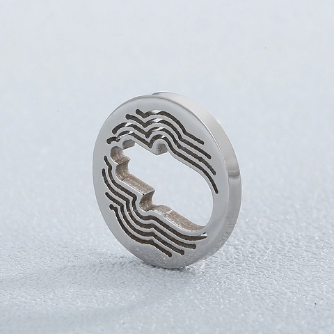 Stainless Steel Round Pendant Hamsa Hand Hollow Out Wavy Pattern DIY Jewelry Making Finding Minimalist Style