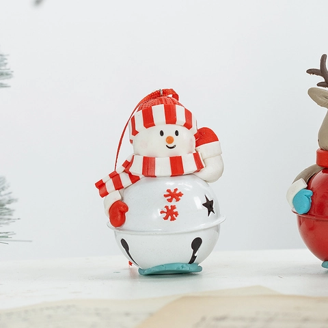 Campanelli Di Natale Pendenti Resina E Metallo Ornamenti Renna Pupazzo Di Neve Per Decorazione Albero Stile Nordico