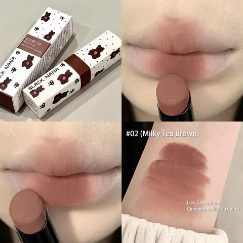 Rossetto Opaco Fango Per Labbra In Velluto Design Orso Maillard Lunga Durata Pigmentato Carino Portatile Elegante Trucco Professionale