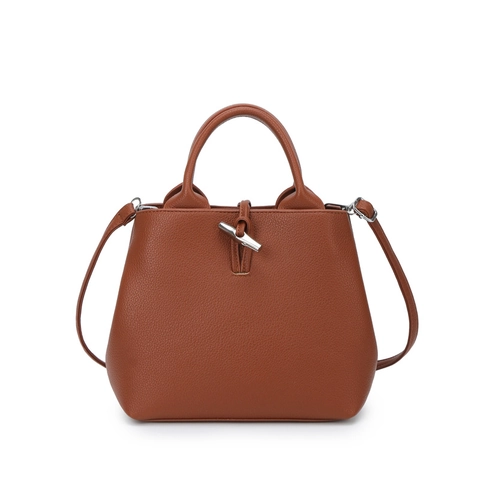 Vintage Damen Eimer Tasche Lychee Textur PU Leder Mit Bambus Verschluss Elegante Umhängetasche Schultertasche