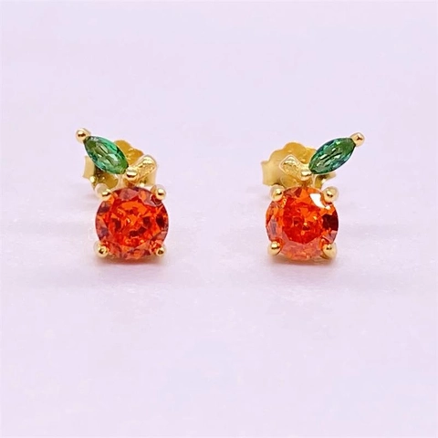 S925 Sterlingsilber Rote Grapefruit Frucht Ohrstecker Für Damen Süße Süße Strass Eingelegte Vergoldete Schmuck Geschenk