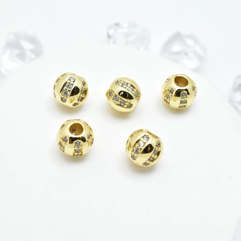 Perle Distanziatrici Rotonde In Rame Con Micro Pavé Zirconia Forma Zucca Lanterna Cava Per Creazione Gioielli DIY