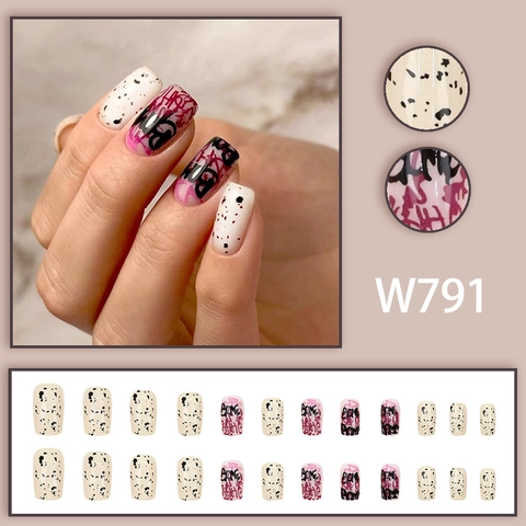 Halloween Kunstnagels Press On Vierkant Rond Bloedrood Zwart Graffiti Spatten Cool Street Style Dames