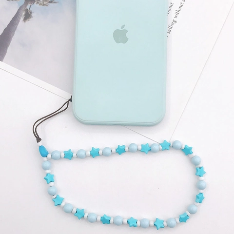 Cinturino Per Ciondolo Per Telefono Perlato A Mano Stella In Plastica Resina Cuore Perline Cordino Anti-Perdita Per Donne