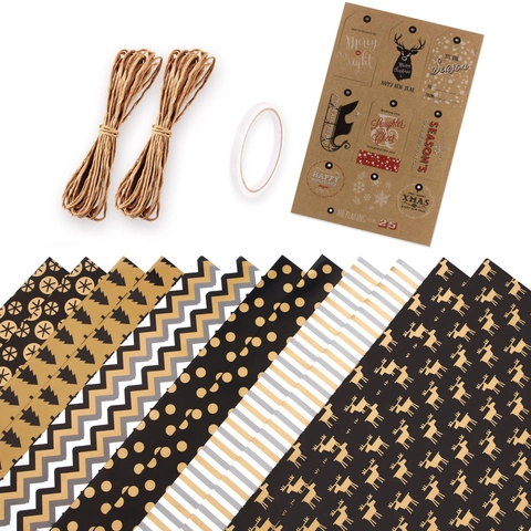 Carta Da Regalo Bronzo Oro Pois Chevron Albero Natale Motivo Renna Carta Patinata Decorazione Natalizia