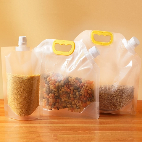 Sacchetto Per La Conservazione Dei Cereali In Plastica Trasparente Con Beccuccio E Maniglia Per L'organizzazione Della Cucina