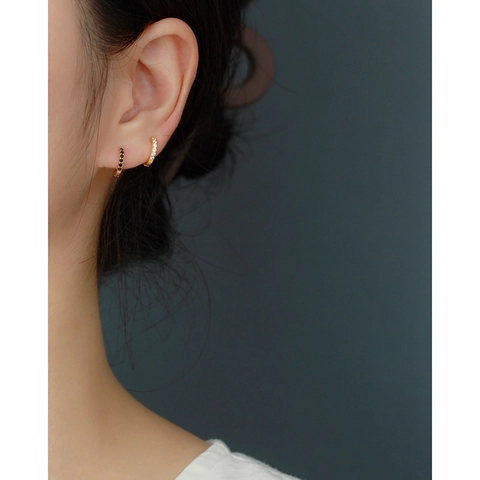Huggie Hoop Ohrringe 925 Sterling Silber Rund Doppelseitig Zirkonia Gepflastert Minimalistischer Streetstyle Für Damen