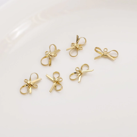 3D Bowknot Charms 14K Gold Plated Copper Bow Pendants For DIY Jewelry Making Necklaces Earrings Accessories