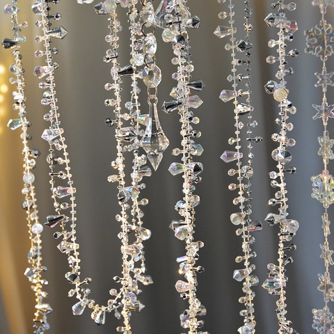 Christmas Snowflake Bead Garland Iridescent Faceted Plastic Hanging Chain For Holiday Party Tree Decoration