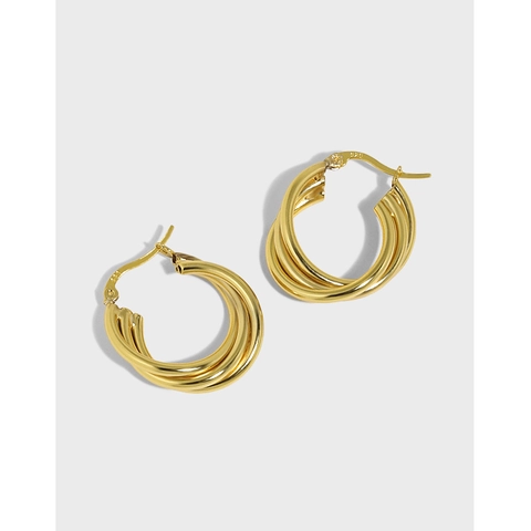 Geometric Multi Layer Line Hoop Earrings 925 Sterling Silver Minimalist Chic Jewelry Gift For Women