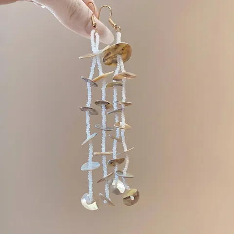 Pendientes Bohemios De Borla Larga Con Concha Geométrica Circular Cuentas Joyería Hecha A Mano Estilo Vacaciones Playa