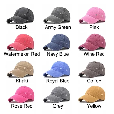 Vintage Distressed Washed Cotton Baseball Cap For Men Women Adjustable Plain Retro Outdoor Sport Sun Hat