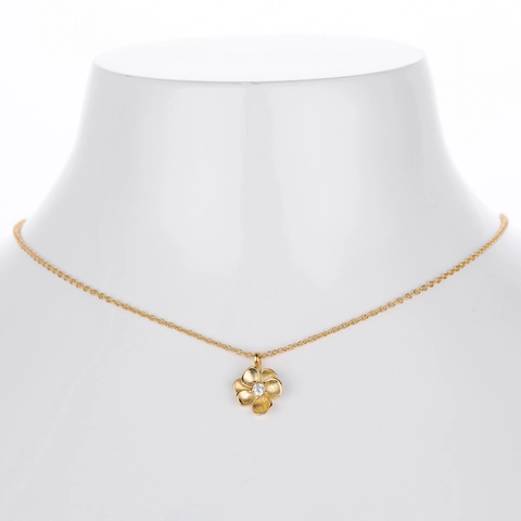 Floral Pendant Necklace 925 Sterling Silver With Zircon Elegant Sweet Style Jewelry For Women Plated Gold Platinum