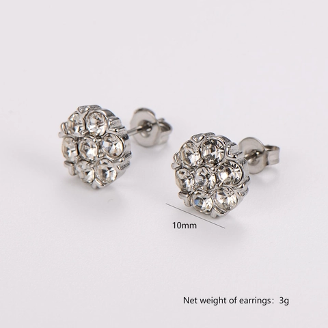Pendientes De Botón De Flor De Ciruelo Acero Inoxidable Con Diamantes De Imitación Joyería Minimalista Para Mujer