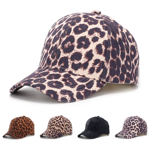 Leopard Print Baseball Cap Polyester Adjustable Sun Shade Curved Brim Fashion Casual Outdoor Hat For Women