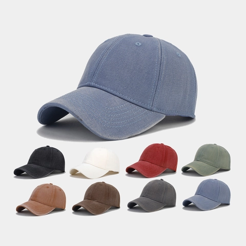 Washed Cotton Baseball Cap Retro Solid Color Adjustable Sun Protection Outdoor Sport Unisex Vintage Peak Hat
