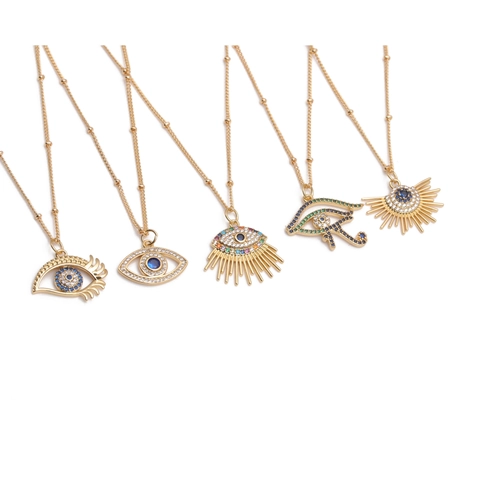 Evil Eye Anhänger Halskette Vergoldetes Kupfer Zirkonia Perlenkette Boho Schmuck Geschenk Für Damen