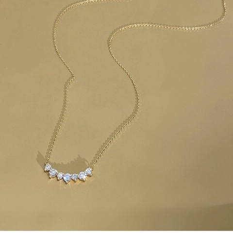 925 Sterling Silver Arched Smile Zirconia Pendant Necklace For Women 18K Gold Plated Simple Fashion Commute Jewelry Chain Necklace