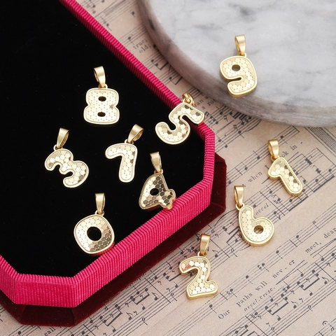 Minimalistischer Nummer Anhänger Halskette Kupfer Gold Überzogen Wabenstruktur Modeschmuck Zubehör Herren Damen
