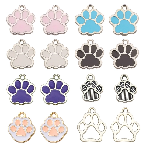 Ciondoli Smaltati In Lega Impronta Zampa Animale Per Creazione Gioielli DIY Bracciale Collana Portachiavi Accessori Colorato