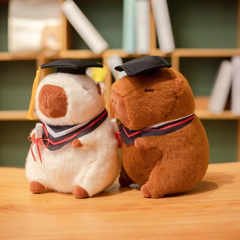 Capybara Plüschtier Abschlussfeier Doktorhut Robe Weiches Tierpuppe Mit Diplomrolle Kurzes Plüsch Stofftier Für Studenten