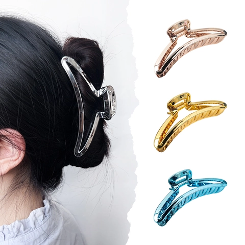 Haarklammer Mit Metalleffekt Aus PS Kunststoff Große Geometrische Shark Clip Retro Rutschfeste Haaraccessoires