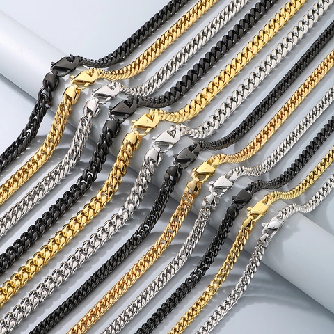 Collana E Bracciale A Catena Cubana Da Uomo In Acciaio Inossidabile Lucidato Punk Hip Hop Accessorio Per Uomo