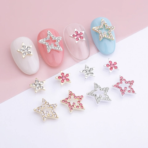 Pentagram Star Nail Art Decorations Alloy Rhinestone DIY Manicure Charms Shiny For Party Beauty Elegant Ins Style