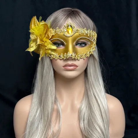 Maskeraden Maske Mit Großer Stoffblume Spitze Pailletten Und Strass Für Halloween Weihnachten Karneval Ball Damen
